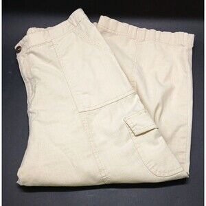 IB Diffusion  Capris Cropped Pants Size 12 Cream Patch Pockets Cotton Blend